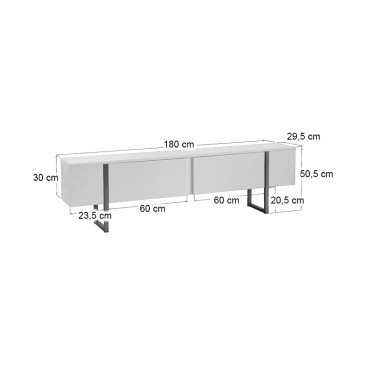 Έπιπλο τηλεόρασης Luxe Megapap χρώμα λευκό - μαύρο 180x30x50cm 1 τεμ.