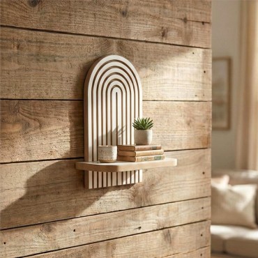 Ραφιέρα τοίχου Artwill Megapap Mdf χρώμα λευκό - oak 26x13x35cm 1 τεμ.