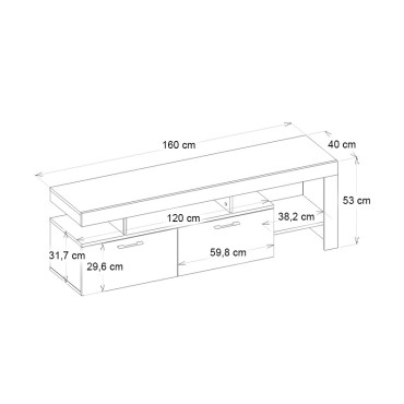 Έπιπλο τηλεόρασης Acnes Megapap χρώμα travertine 160x40x53cm 1 τεμ.