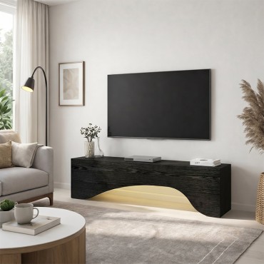 Έπιπλο τηλεόρασης Mara Megapap με LED χρώμα sencron black 150x31,4x40cm 1 τεμ.