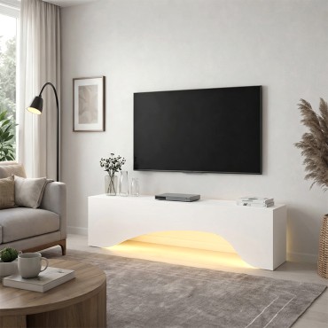 Έπιπλο τηλεόρασης Mara Megapap με LED χρώμα λευκό 150x31,4x40cm 1 τεμ.