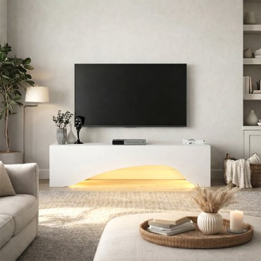 Έπιπλο τηλεόρασης Mara Megapap με LED χρώμα λευκό 150x31,4x40cm 1 τεμ.