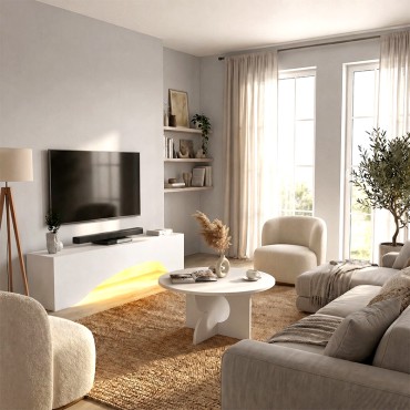 Έπιπλο τηλεόρασης Mara Megapap με LED χρώμα λευκό 150x31,4x40cm 1 τεμ.