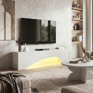 Έπιπλο τηλεόρασης Mara Megapap με LED χρώμα λευκό 150x31,4x40cm 1 τεμ.