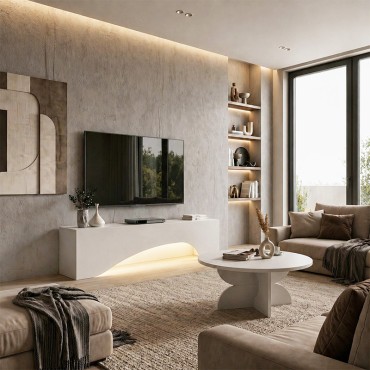 Έπιπλο τηλεόρασης Mara Megapap με LED χρώμα λευκό 150x31,4x40cm 1 τεμ.