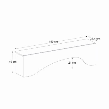 Έπιπλο τηλεόρασης Mara Megapap με LED χρώμα λευκό 150x31,4x40cm 1 τεμ.