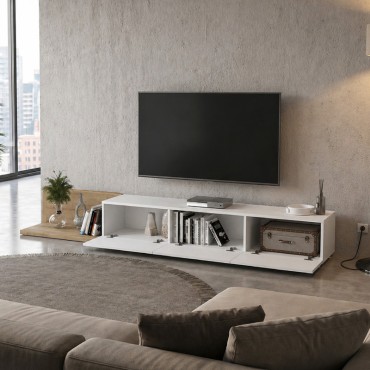 Έπιπλο τηλεόρασης Enstey Megapap επεκτεινόμενο χρώμα sapphire oak - λευκό 260x41,8x33,5cm 1 τεμ.