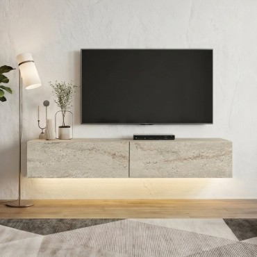 Έπιπλο τηλεόρασης επιτοίχιο Aristo Megapap με LED χρώμα travertine 135x31,6x25cm 1 τεμ.