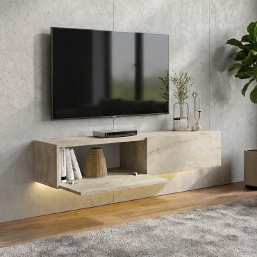 Έπιπλο τηλεόρασης επιτοίχιο Aristo Megapap με LED χρώμα travertine 135x31,6x25cm 1 τεμ.