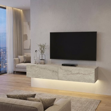 Έπιπλο τηλεόρασης επιτοίχιο Aristo Megapap με LED χρώμα travertine 135x31,6x25cm 1 τεμ.