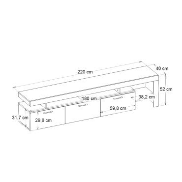 Έπιπλο τηλεόρασης Acnes Megapap χρώμα travertine 220x40x52cm 1 τεμ.