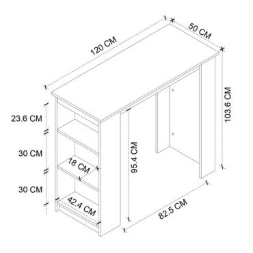 Τραπέζι μπαρ Toska Megapap χρώμα pine oak 120x50x103,6cm 1 τεμ.