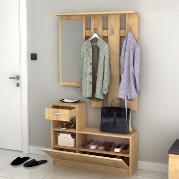 Έπιπλο εισόδου Raynold Megapap χρώμα φυσικό οξιάς 100x30x180cm 1 τεμ.