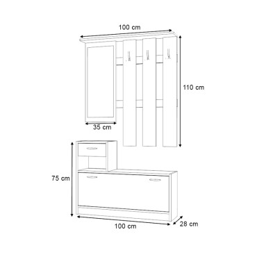 Έπιπλο εισόδου Raynold Megapap χρώμα φυσικό οξιάς 100x30x180cm 1 τεμ.