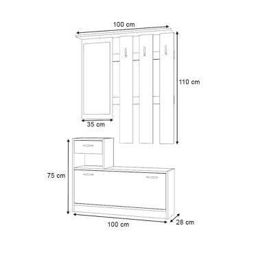 Έπιπλο εισόδου Raynold Megapap χρώμα καρυδί 100x30x180cm 1 τεμ.