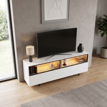 Έπιπλο τηλεόρασης Eco Megapap με Led Rgb χρώμα λευκό 180x32x67cm 1 τεμ.