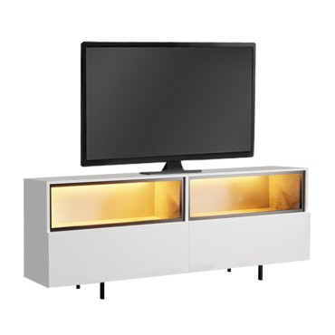 Έπιπλο τηλεόρασης Eco Megapap με Led Rgb χρώμα λευκό 180x32x67cm 1 τεμ.