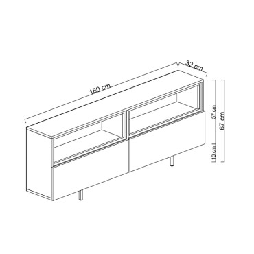 Έπιπλο τηλεόρασης Eco Megapap με Led Rgb χρώμα λευκό 180x32x67cm 1 τεμ.