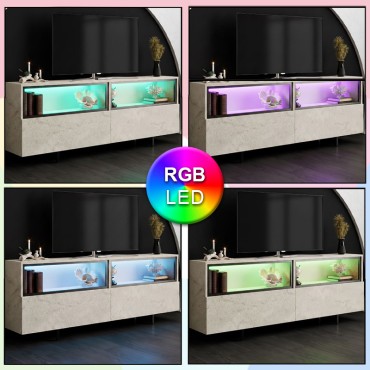Έπιπλο τηλεόρασης Eco Megapap με Led Rgb χρώμα travertine 180x32x67cm 1 τεμ.