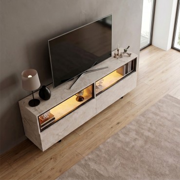 Έπιπλο τηλεόρασης Eco Megapap με Led Rgb χρώμα travertine 180x32x67cm 1 τεμ.