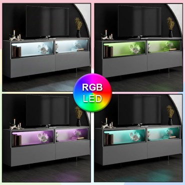 Έπιπλο τηλεόρασης Eco Megapap με Led Rgb χρώμα ανθρακί 180x32x67cm 1 τεμ.