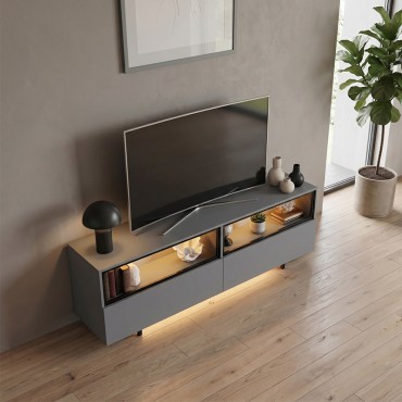 Έπιπλο τηλεόρασης Eco Megapap με Led Rgb χρώμα ανθρακί 180x32x67cm 1 τεμ.