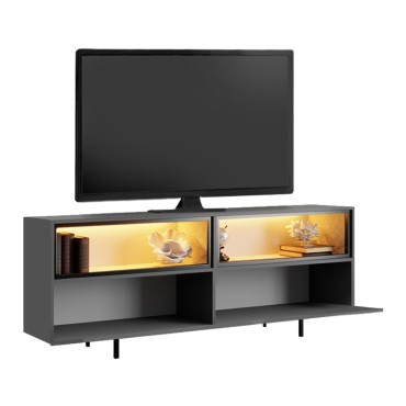 Έπιπλο τηλεόρασης Eco Megapap με Led Rgb χρώμα ανθρακί 180x32x67cm 1 τεμ.