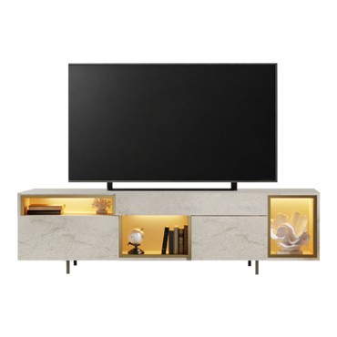 Έπιπλο τηλεόρασης Norm Megapap με Led Rgb χρώμα travertine - χρυσό 180x32x55cm 1 τεμ.