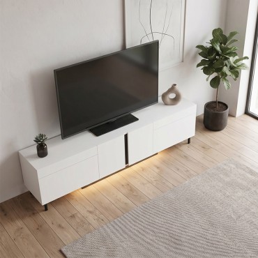 Έπιπλο τηλεόρασης Arlen Megapap με Led Rgb χρώμα λευκό 180x32x50cm 1 τεμ.