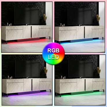 Έπιπλο τηλεόρασης Arlen Megapap με Led Rgb χρώμα travertine 180x32x50cm 1 τεμ.