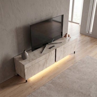 Έπιπλο τηλεόρασης Arlen Megapap με Led Rgb χρώμα travertine 180x32x50cm 1 τεμ.