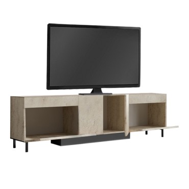 Έπιπλο τηλεόρασης Arlen Megapap με Led Rgb χρώμα travertine 180x32x50cm 1 τεμ.