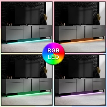 Έπιπλο τηλεόρασης Arlen Megapap με Led Rgb χρώμα ανθρακί 180x32x50cm 1 τεμ.