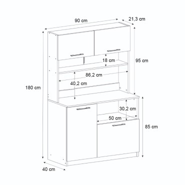 Έπιπλο κουζίνας Tuco 2 Megapap χρώμα sapphire oak 90x40x180cm 1 τεμ.