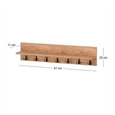 Κρεμάστρα τοίχου Kery Megapap χρώμα pine oak 91x11x20εκ.