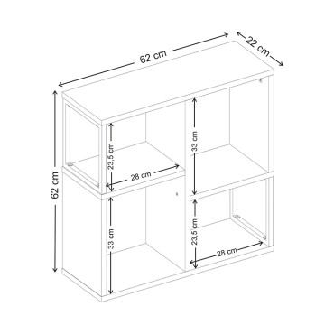 Βιβλιοθήκη Bolton Megapap χρώμα ανοιχτό καρυδί 62x22x62cm 1 τεμ.
