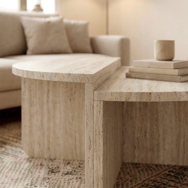 Τραπεζάκι σαλονιού Aloeva Megapap χρώμα travertine 90x37cm 1 τεμ.