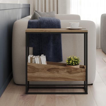 Τραπεζάκι βοηθητικό Lido Megapap χρώμα καρυδί Ud 60x22x62cm 1 τεμ.