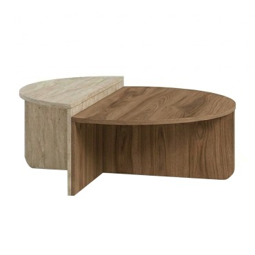 Τραπεζάκι σαλονιού Aloeva Megapap χρώμα καρυδί Ud - travertine 90x37cm 1 τεμ.