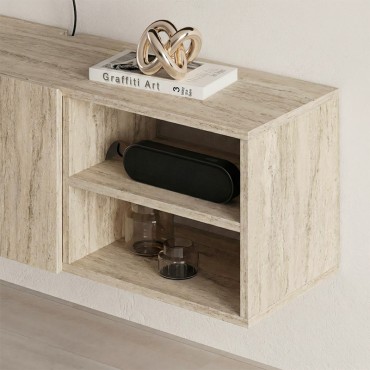 Έπιπλο τηλεόρασης επιτοίχιο Conrad Megapap χρώμα travertine 140x35x38cm 1 τεμ.