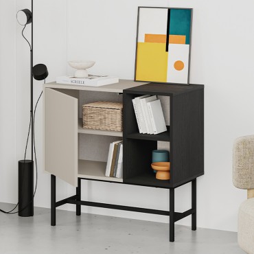 Μπουφές Mona Megapap χρώμα sandstone - black wood 81x40x80cm 1 τεμ.