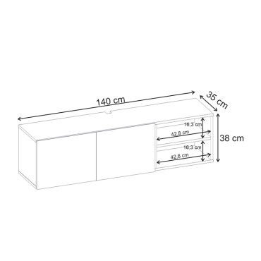 Έπιπλο τηλεόρασης επιτοίχιο Conrad Megapap χρώμα sandstone 140x35x38cm 1 τεμ.