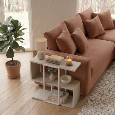 Τραπεζάκι βοηθητικό Homia Megapap χρώμα sandstone 56x25x56,5cm 1 τεμ.