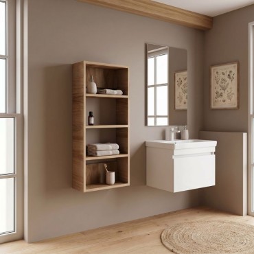 Ραφιέρα τοίχου Rafina Megapap χρώμα καρυδί Ud 40x15x90cm 1 τεμ.