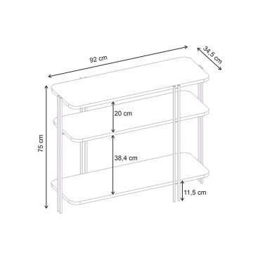 Κονσόλα Notus Megapap χρώμα καρυδί Ud 92x34,5x75cm 1 τεμ.