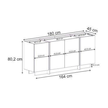 Μπουφές Dorma Megapap χρώμα travertine 180x45x80,2cm 1 τεμ.