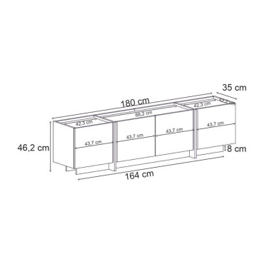 Έπιπλο τηλεόρασης Lowen Megapap χρώμα καρυδί milano 180x35x46,2cm 1 τεμ.
