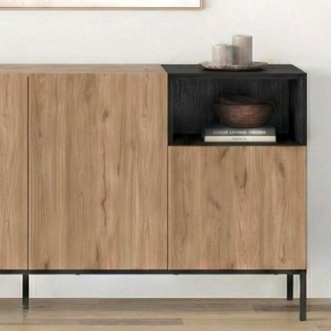 Μπουφές Cailin Megapap χρώμα sepet oak - black wood 180x41,8x80cm 1 τεμ.