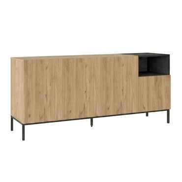 Μπουφές Cailin Megapap χρώμα sepet oak - black wood 180x41,8x80cm 1 τεμ.
