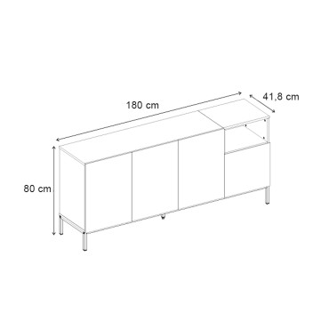 Μπουφές Cailin Megapap χρώμα sepet oak - black wood 180x41,8x80cm 1 τεμ.